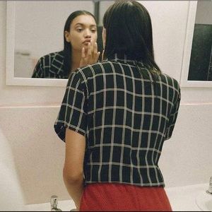 Dolores Button Down - Windowpane Print